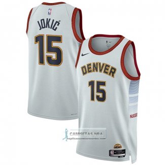 Camiseta Denver Nuggets Nikola Jokic NO 15 Ciudad 2022-23 Blanco