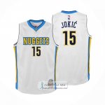 Camiseta Denver Nuggets Nikola Jokic NO 15 Mitchell & Ness 2016-17 Blanco