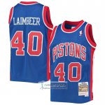 Camiseta Detroit Pistons Bill Laimbeer NO 40 Mitchell & Ness 1988-89 Azul
