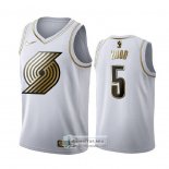 Camiseta Golden Edition Portland Trail Blazers Rodney Hood Blanco