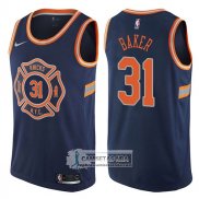 Camiseta Knicks Ron Baker Ciudad 2017-18 Azul