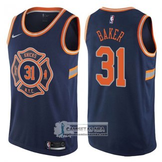 Camiseta Knicks Ron Baker Ciudad 2017-18 Azul