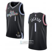 Camiseta Los Angeles Clippers Reggie Jackson NO 1 Ciudad 2022-23 Negro