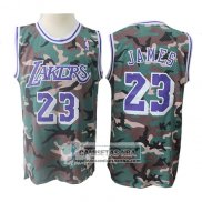 Camiseta Los Angeles Lakers Lebron James Camuflaje Verde