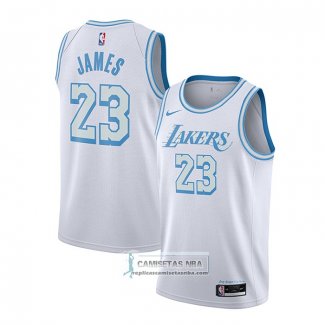 Camiseta Los Angeles Lakers Lebron James Ciudad 2020-21 Blanco