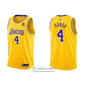 Camiseta Los Angeles Lakers Rajon Rondo NO 4 75th Anniversary 2021-22 Amarillo