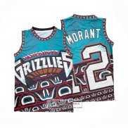 Camiseta Memphis Grizzlies Ja Morant NO 12 Mitchell & Ness Big Face Verde