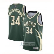 Camiseta Milwaukee Bucks Giannis Antetokounmpo Earned 2020-21 Verde