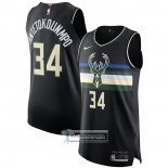 Camiseta Milwaukee Bucks Giannis Antetokounmpo NO 34 Statement Autentico Negro