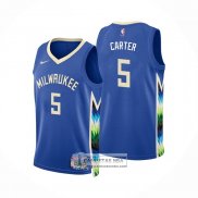 Camiseta Milwaukee Bucks Jevon Carter NO 5 Ciudad 2022-23 Azul