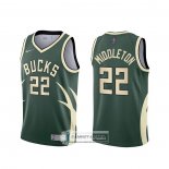 Camiseta Milwaukee Bucks Khris Middleton Earned 2020-21 Verde