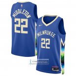 Camiseta Milwaukee Bucks Khris Middleton NO 22 Ciudad 2022-23 Azul