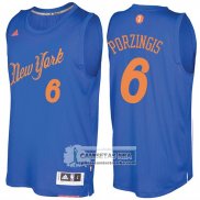 Camiseta Navidad Knicks Kristaps Porzingis 2016 Azul