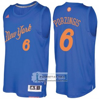 Camiseta Navidad Knicks Kristaps Porzingis 2016 Azul