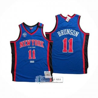 Camiseta New York Knicks Jalen Brunson NO 11 Mitchell & Ness Hardwood Classics Azul