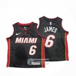 Camiseta Nino Miami Heat LeBron James NO 6 Icon Negro