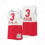 Camiseta Philadelphia 76ers Allen Iverson NO 3 Mitchell & Ness 2003-04 Blanco Rojo