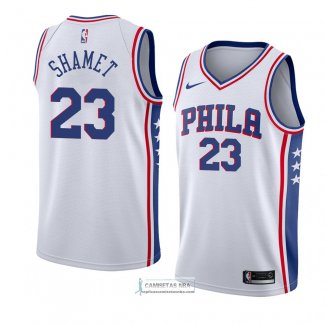 Camiseta Philadelphia 76ers Landry Shamet Association 2017-18 Bl