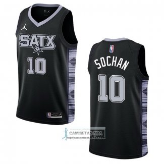 Camiseta San Antonio Spurs Jeremy Sochan NO 10 Statement 2022-23 Negro