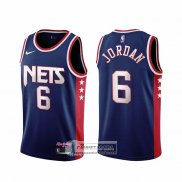 Camiseta Brooklyn Nets DeAndre Jordan NO 6 Ciudad 2021-22 Azul