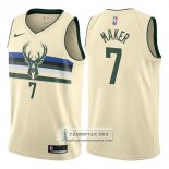 Camiseta Bucks Thon Maker Ciudad 2017-18 Crema