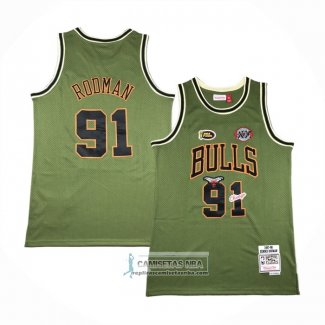 Camiseta Chicago Bulls Dennis Rodman NO 91 Mitchell & Ness 1997-98 Verde