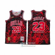 Camiseta Chicago Bulls Michael Jordan NO 23 Mitchell & Ness 1995-96 Negro Rojo