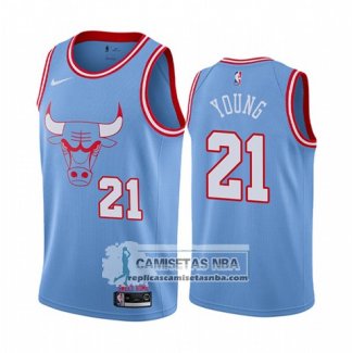 Camiseta Chicago Bulls Thaddeus Young Ciudad Azul