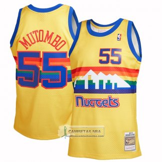 Camiseta Denver Nuggets Dikembe Mutombo NO 55 Mitchell & Ness 1991-92 Amarillo