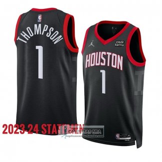 Camiseta Houston Rockets Amen Thompson NO 1 Statement 2023-24 Negro