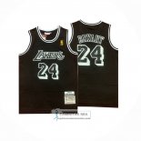 Camiseta Los Angeles Lakers Kobe Bryant NO 24 Mitchell & Ness 2007-08 Negro Blanco