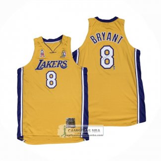 Camiseta Los Angeles Lakers Kobe Bryant NO 8 Mitchell & Ness 2001-02 Amarillo