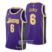 Camiseta Los Angeles Lakers LeBron James NO 6 Statement 2020-21 Violeta