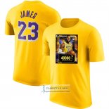Camiseta Manga Corta Los Angeles Lakers James NO 23 Commemorative Amarillo