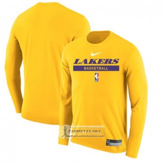 Camiseta Manga Larga Los Angeles Lakers Practice Performance 2022-23 Amarillo