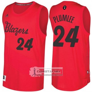 Camiseta Navidad Blazers Mason Plumlee 2016 Rojo