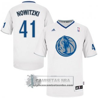 Camiseta Navidad Mavericks Nowitzki 2013 Blanco