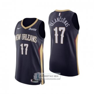 Camiseta New Orleans Pelicans Jonas Valanciunas NO 17 Icon Autentico Azul