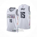 Camiseta Nino Denver Nuggets Nikola Jokic NO 15 Ciudad 2024-25 Blanco