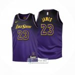 Camiseta Nino Los Angeles Lakers LeBron James NO 23 Ciudad 2024-25 Violeta