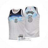 Camiseta Nino Minnesota Timberwolves Anthony Edwards NO 5 Ciudad 2024-25 Blanco