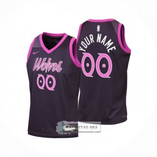 Camiseta Nino Minnesota Timberwolves Personalizada Ciudad 2025-26 Negro