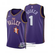 Camiseta Nino Phoenix Suns Devin Booker NO 1 Ciudad 2024-25 Violeta