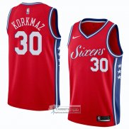 Camiseta Philadelphia 76ers Furkan Korkmaz Statement 2018 Rojo