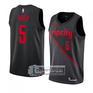 Camiseta Portland Trail Blazers Rodney Hood Ciudad 2019 Negro