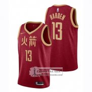 Camiseta Rockets James Harden Ciudad 2018-19 Rojo