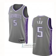 Camiseta Sacramento Kings De'Aaron Fox NO 5 Ciudad 2022-23 Gris