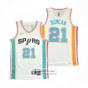 Camiseta San Antonio Spurs Tim Duncan NO 21 Ciudad 2021-22 Blanco