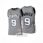 Camiseta San Antonio Spurs Tony Parker NO 9 Hall Of Fame Mitchell & Ness 2001 Gris
