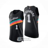 Camiseta San Antonio Spurs Victor Wembanyama NO 1 Ciudad Authentic 2025-26 Negro
